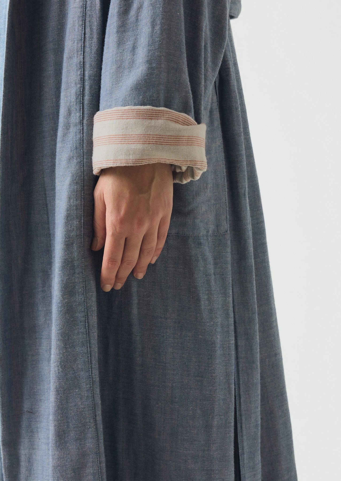 Soft Faced Cotton Gown | Blue Chambray