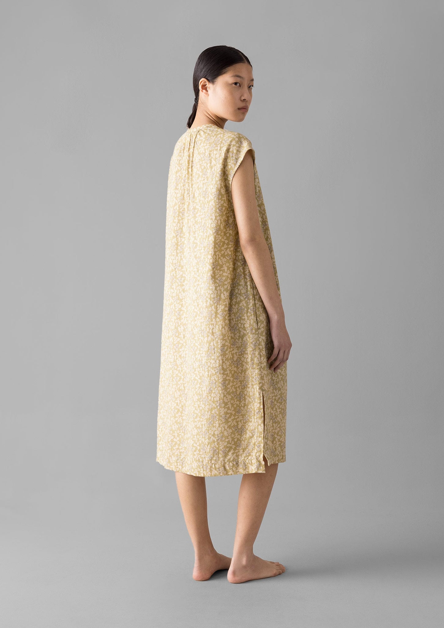 Collage Floral Cotton Nightdress | Pale Gold