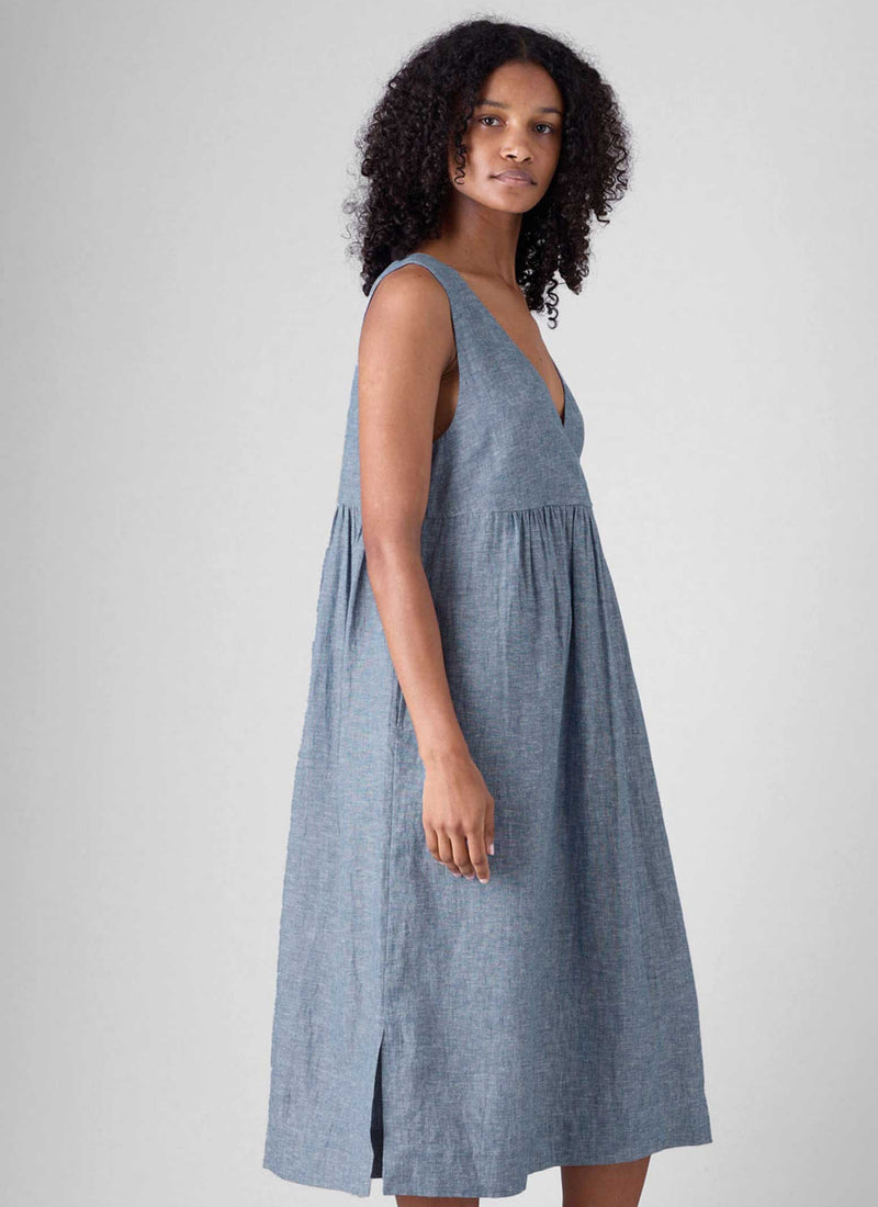 dusty blue casual dress YANRU women's tropical dresses Ruffle Hem Puff Sleeve Dress (Color : Dusty Blue, Size : M) : Buy Online at Best Price in KSA