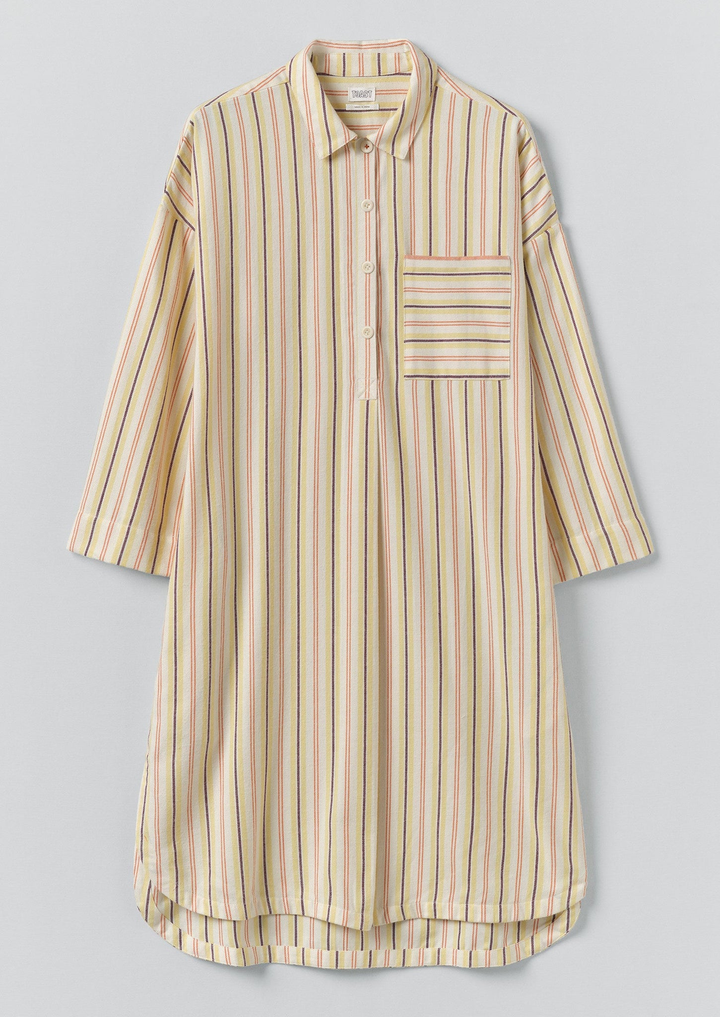 Deco Stripe Flannel Nightshirt | Ecru/Corn