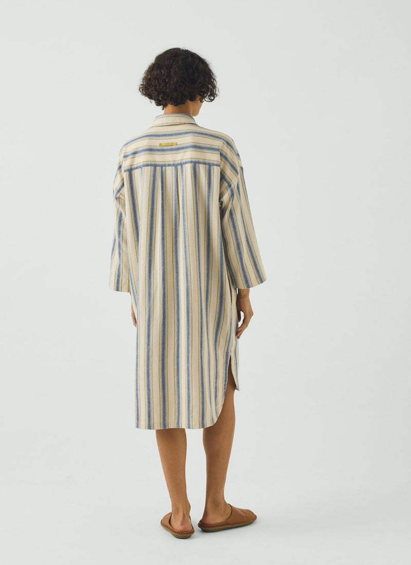 Solstice Stripe Flannel Nightshirt | Midnight/Gooseberry
