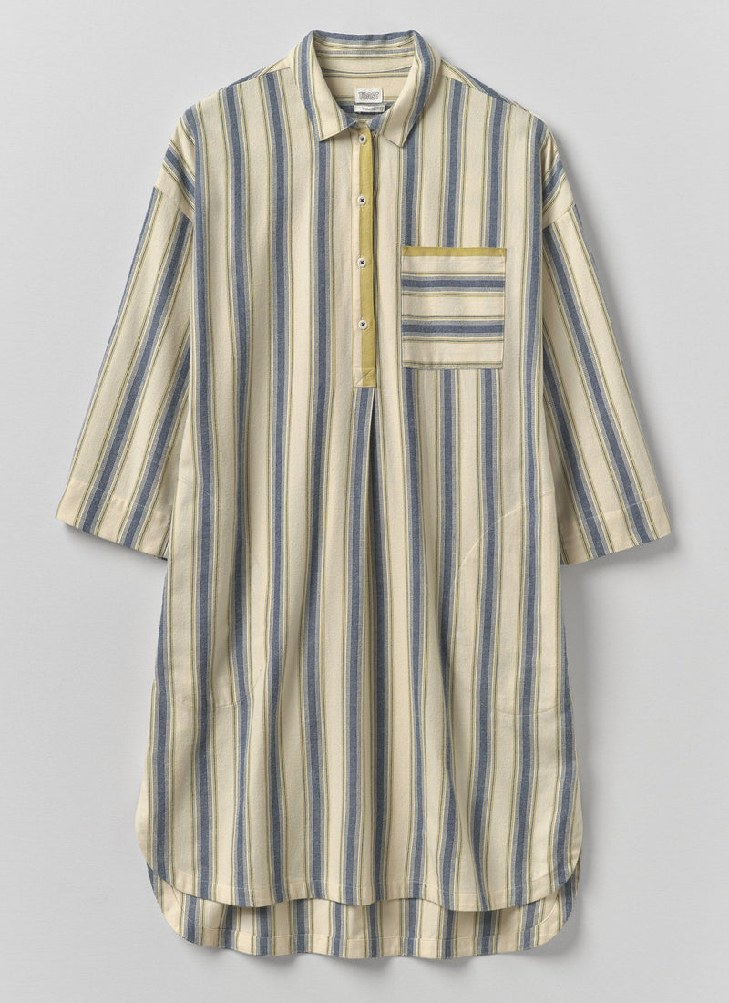 Solstice Stripe Flannel Nightshirt | Midnight/Gooseberry
