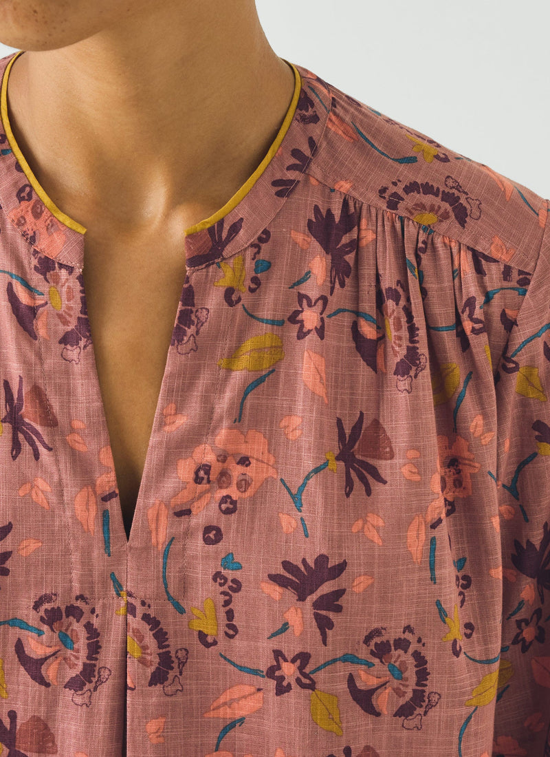 Meadow Floral Print Cotton Nightdress | Antique Rose