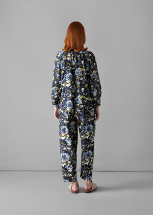 Dahlia Print Organic Cotton Pajamas | Navy