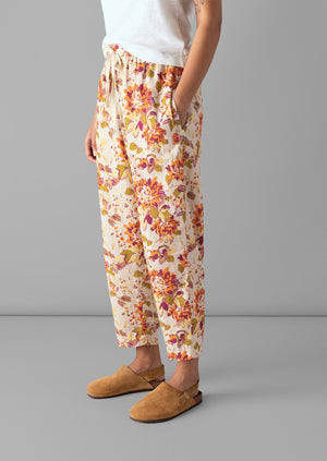 Dahlia Print Organic Cotton Pajama Trousers | Rose