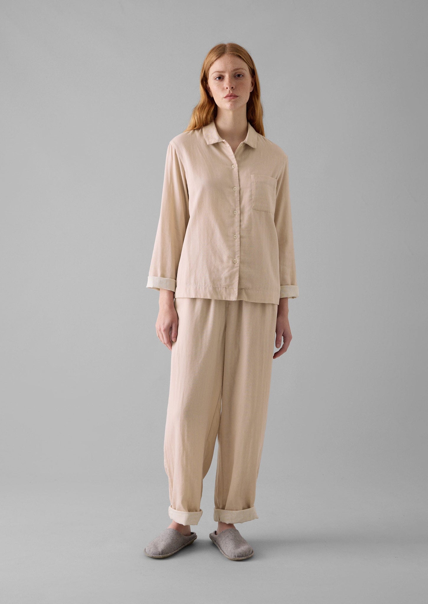 Soft Double Faced Cotton Pajamas | Soft Heather/Celery