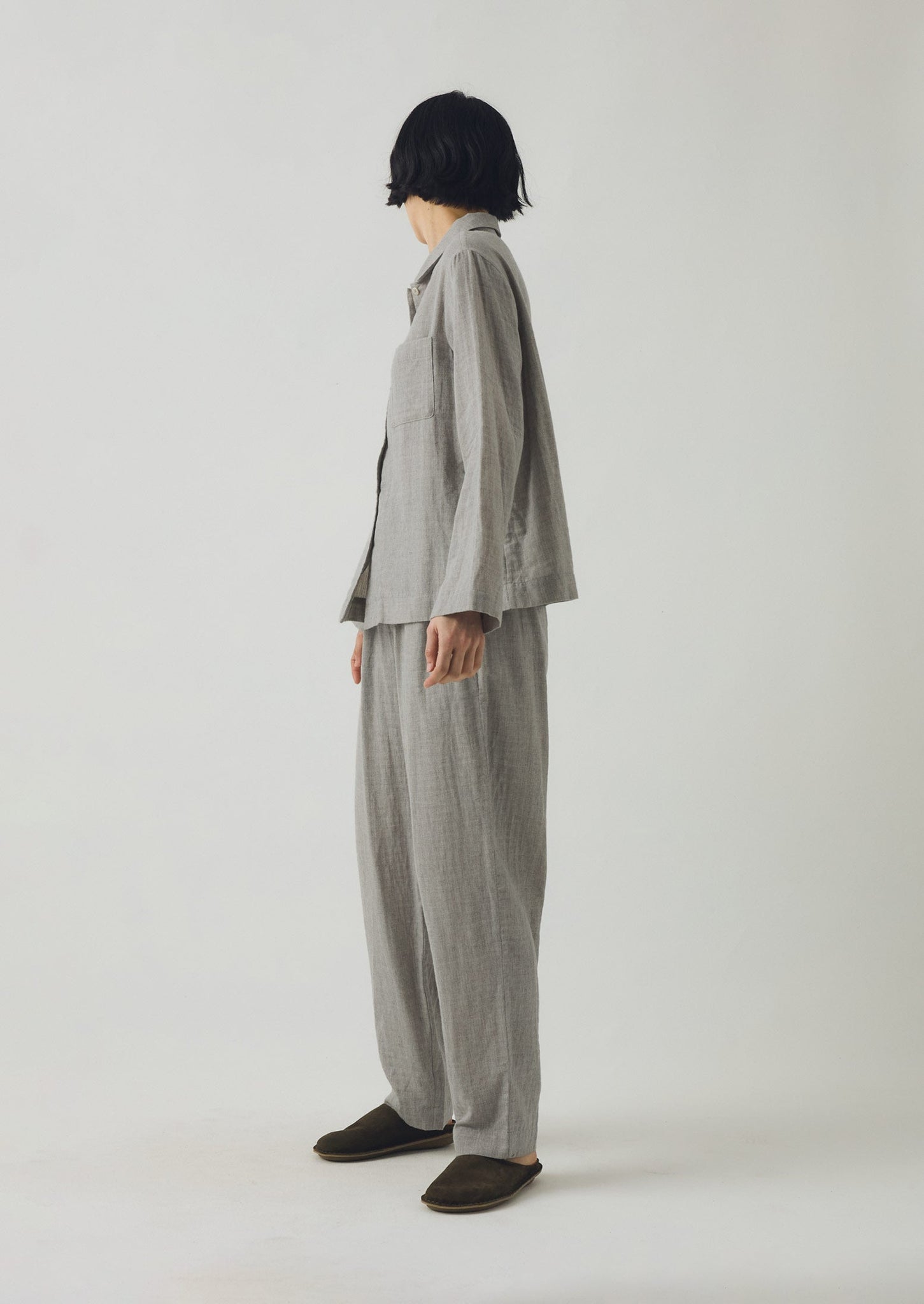 Soft Double Faced Cotton Pajamas | Grey Melange/Soft Clay