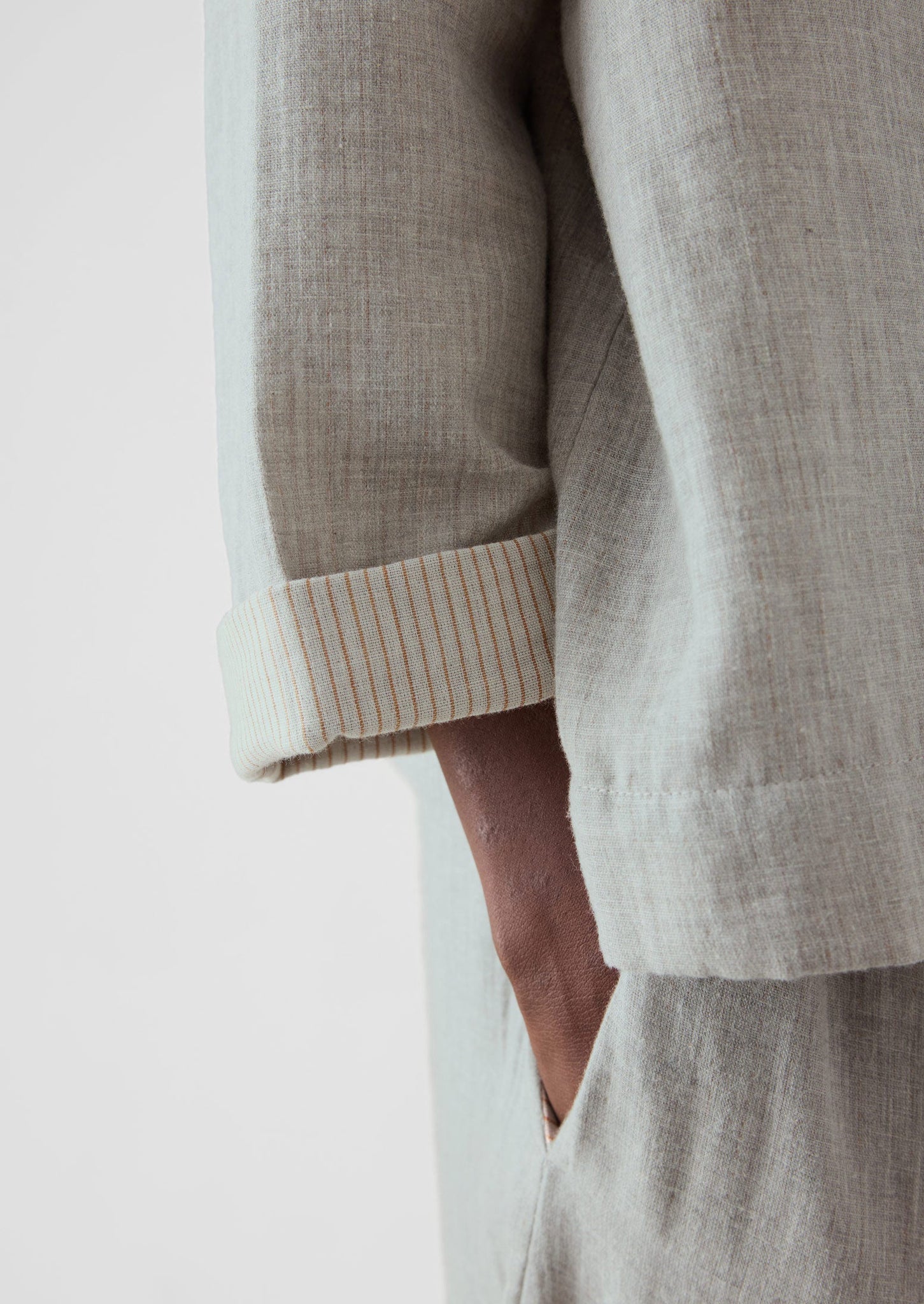 Soft Double Faced Cotton Pajamas | Grey Melange/Soft Clay