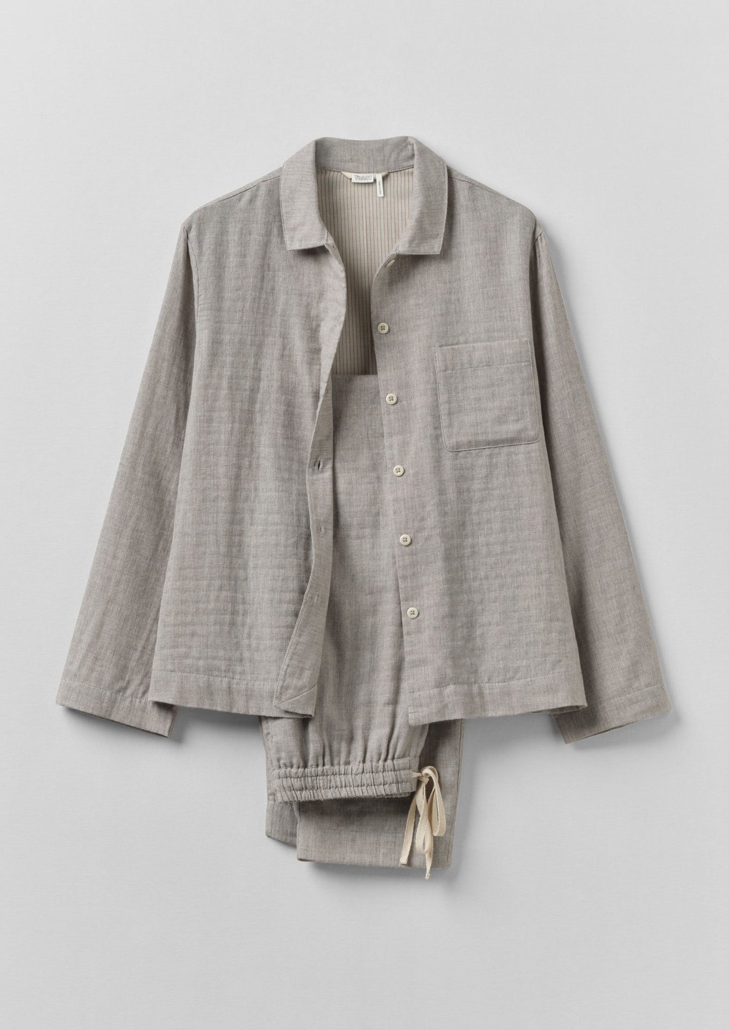 Soft Double Faced Cotton Pajamas | Grey Melange/Soft Clay