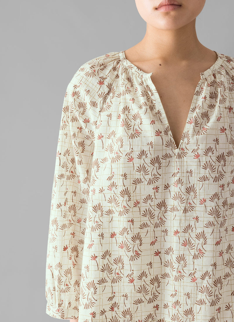 Trellis Floral Block Print Pajamas | Ecru
