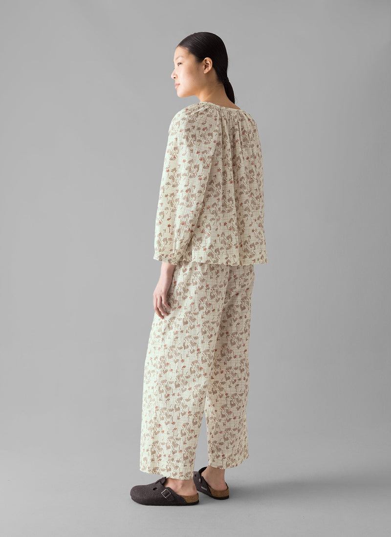 Trellis Floral Block Print Pajamas | Ecru
