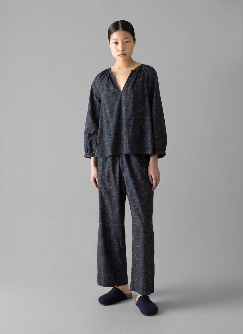Trellis Floral Block Print Pajamas | Blueberry