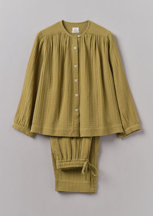 Crinkle Cotton Pajamas | Soft Olive