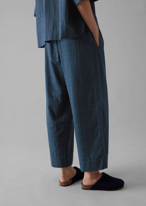 Sketched Check Cotton Pajama Pants | Twilight/Ecru