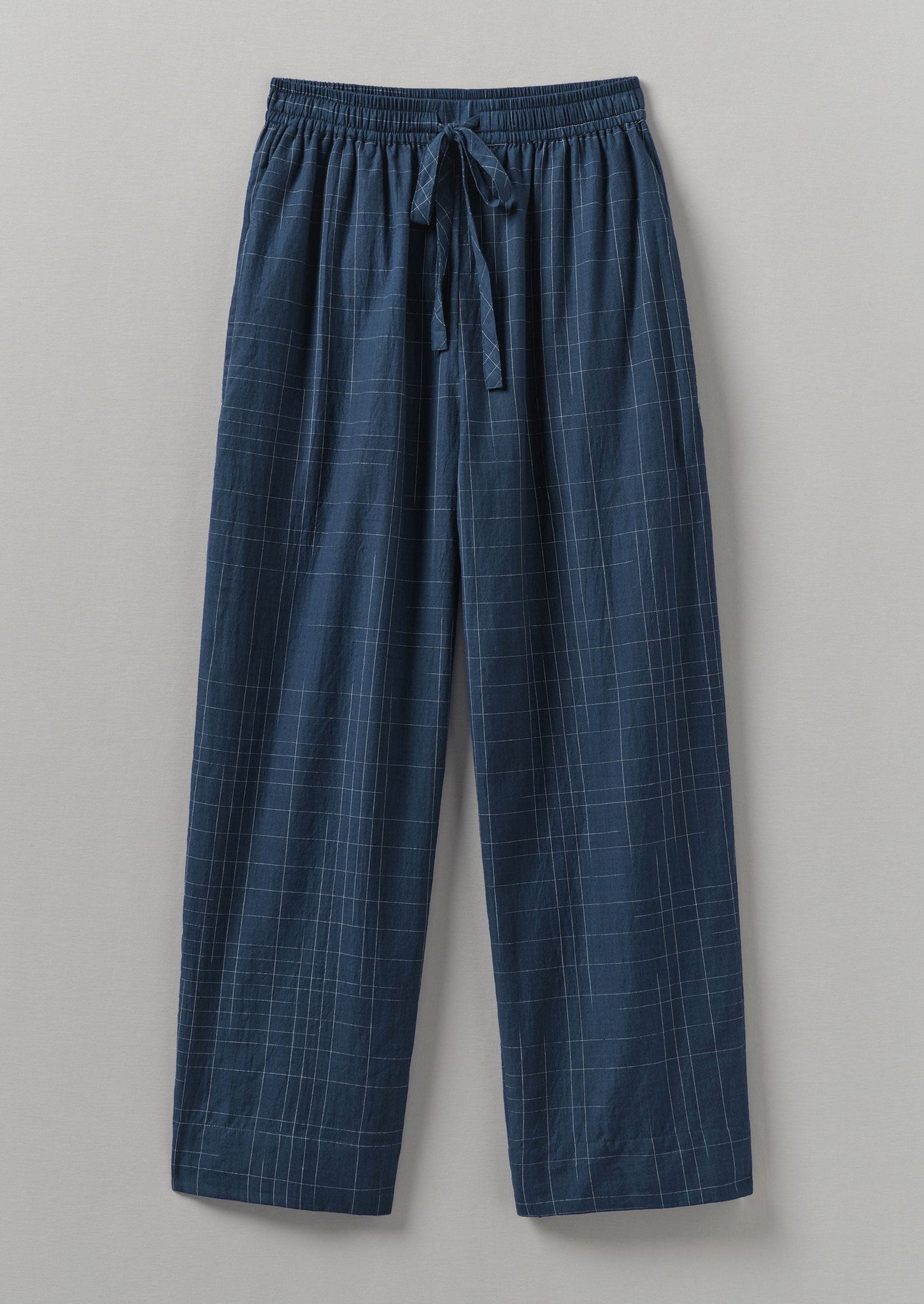 Sketched Check Cotton Pajama Pants | Twilight/Ecru