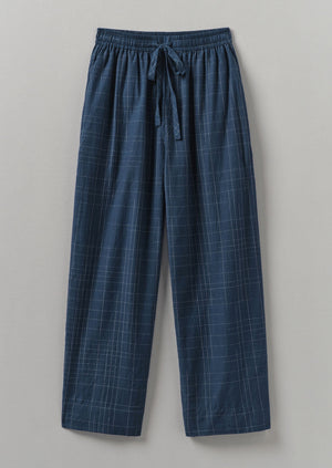 Sketched Check Cotton Pajama Pants | Twilight/Ecru