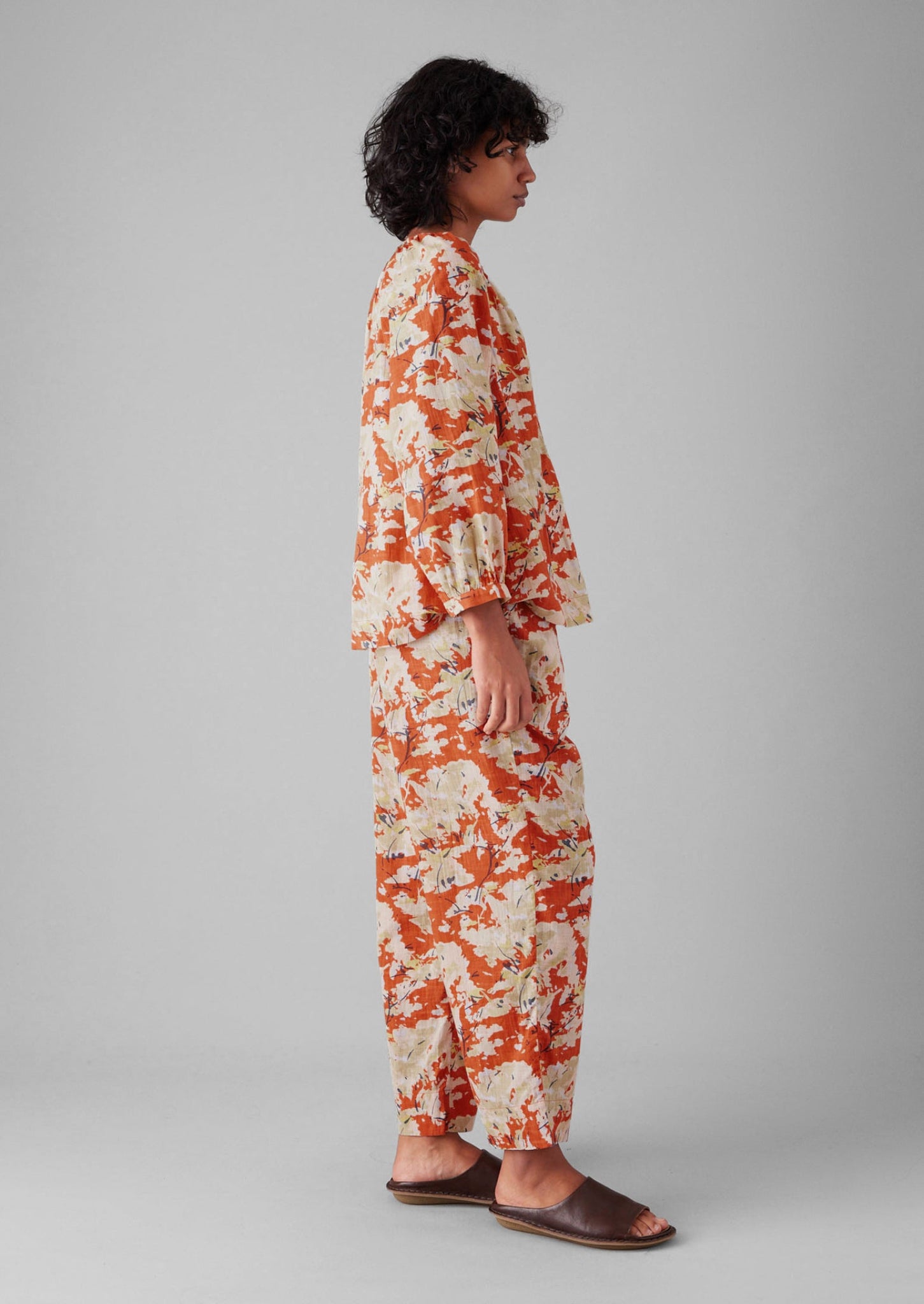 Abstract Blossom Print Cotton Pajamas | Burnt Ginger