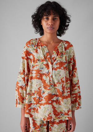 Abstract Blossom Print Cotton Pajamas | Burnt Ginger