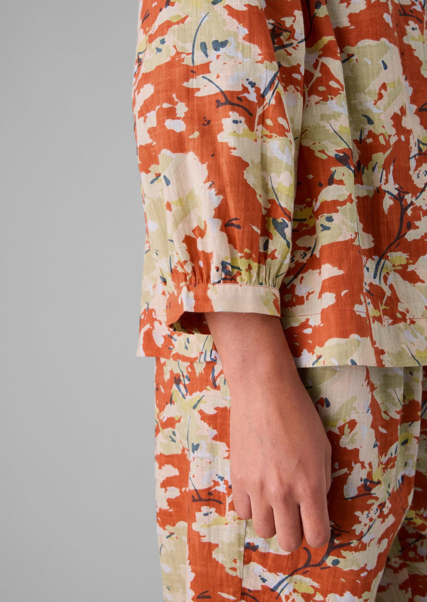 Abstract Blossom Print Cotton Pajamas | Burnt Ginger