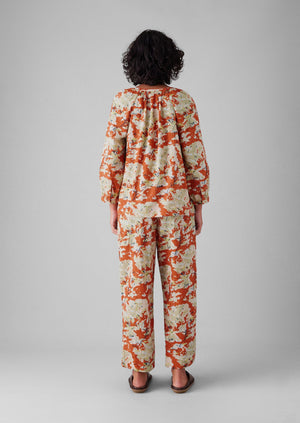 Abstract Blossom Print Cotton Pajamas | Burnt Ginger