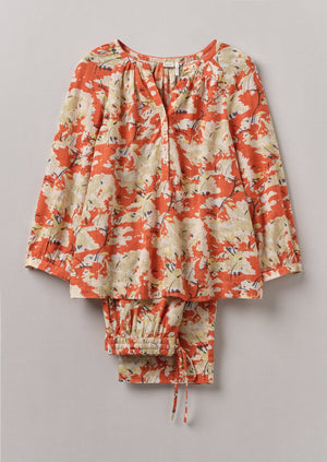 Abstract Blossom Print Cotton Pajamas | Burnt Ginger