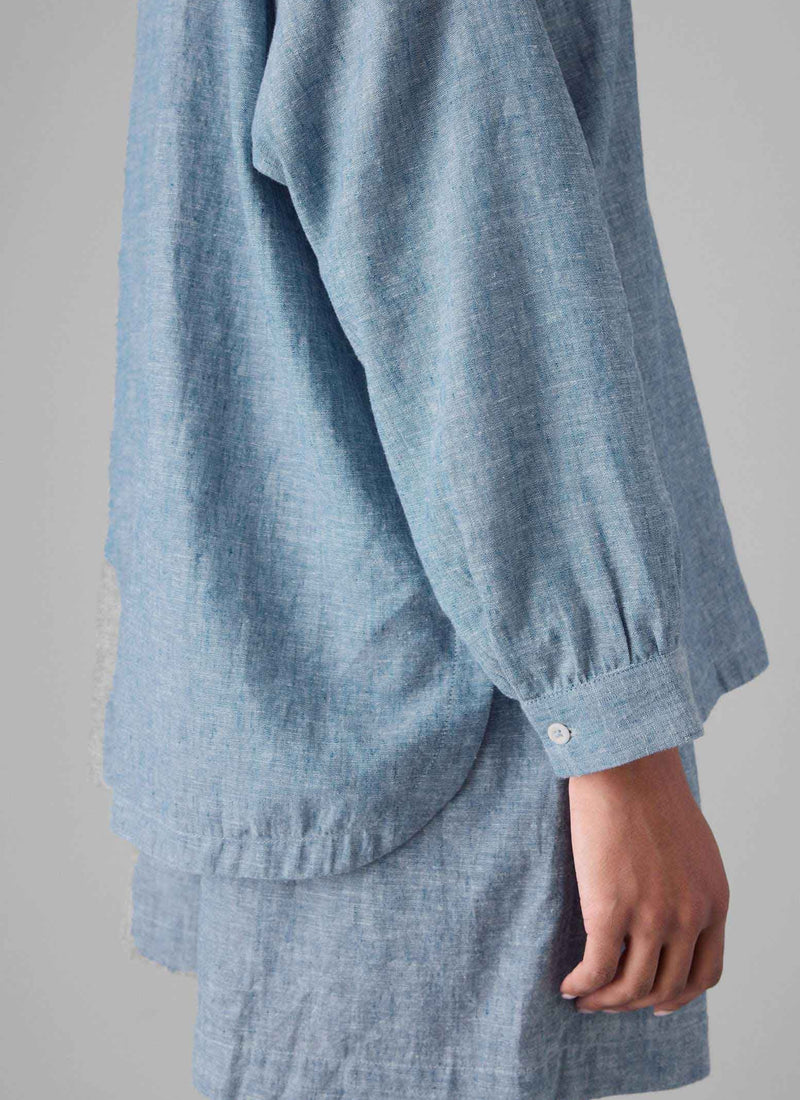 Lightweight Linen Cotton Lounge Top | Dusty Blue