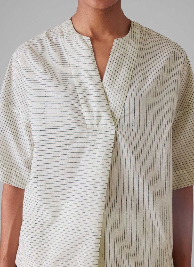 Stripe Block Print Lounge Top | Chalk/Mid Blue