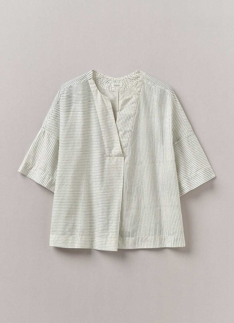 Stripe Block Print Lounge Top | Chalk/Mid Blue