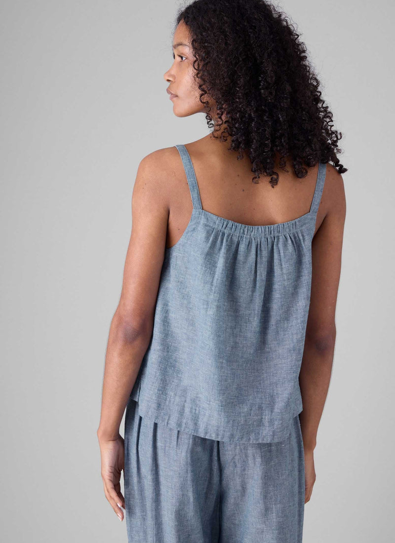 Lightweight Linen Cotton Cami | Dusty Blue