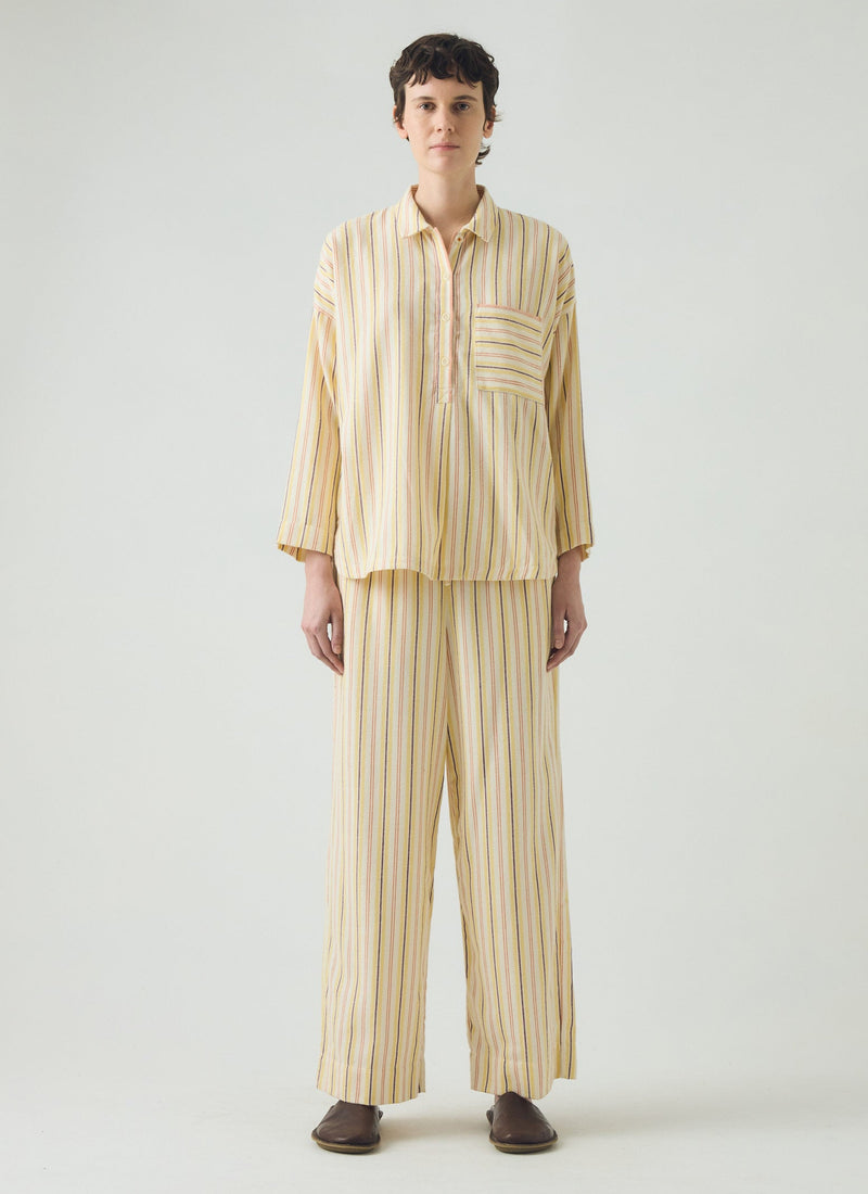 Deco Stripe Flannel Pajamas | Ecru/Corn
