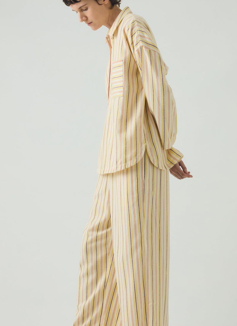 Deco Stripe Flannel Pajamas | Ecru/Corn