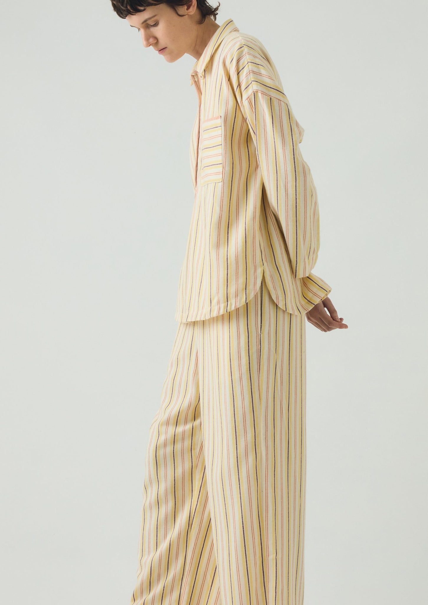 Deco Stripe Flannel Pajamas | Ecru/Corn