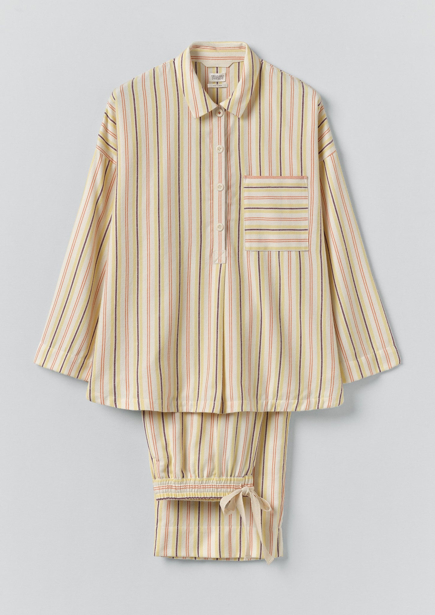 Deco Stripe Flannel Pajamas | Ecru/Corn