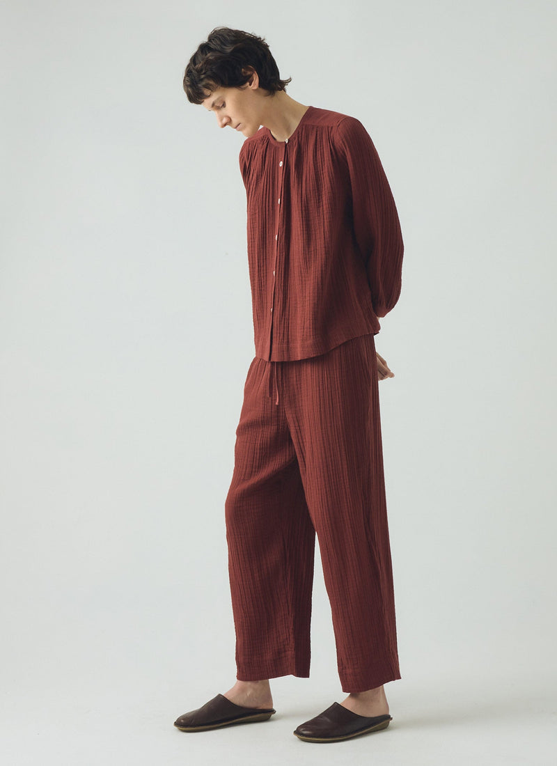 Crinkle Cotton Pajamas | Deep Berry