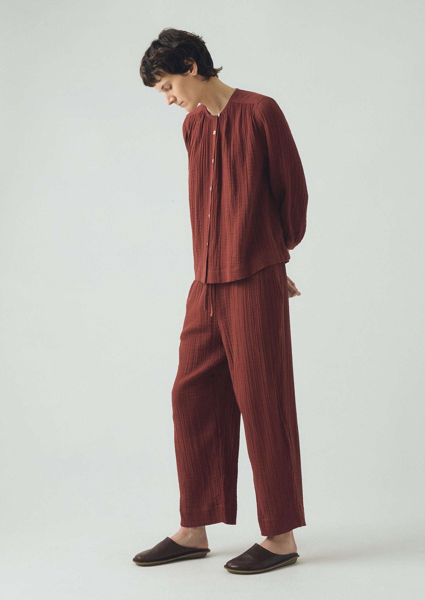 Crinkle Cotton Pajamas | Deep Berry