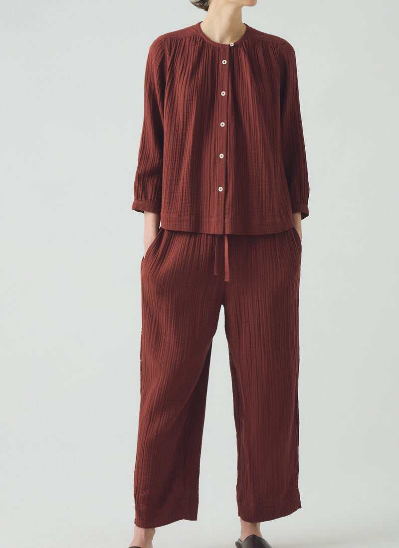 Crinkle Cotton Pajamas | Deep Berry