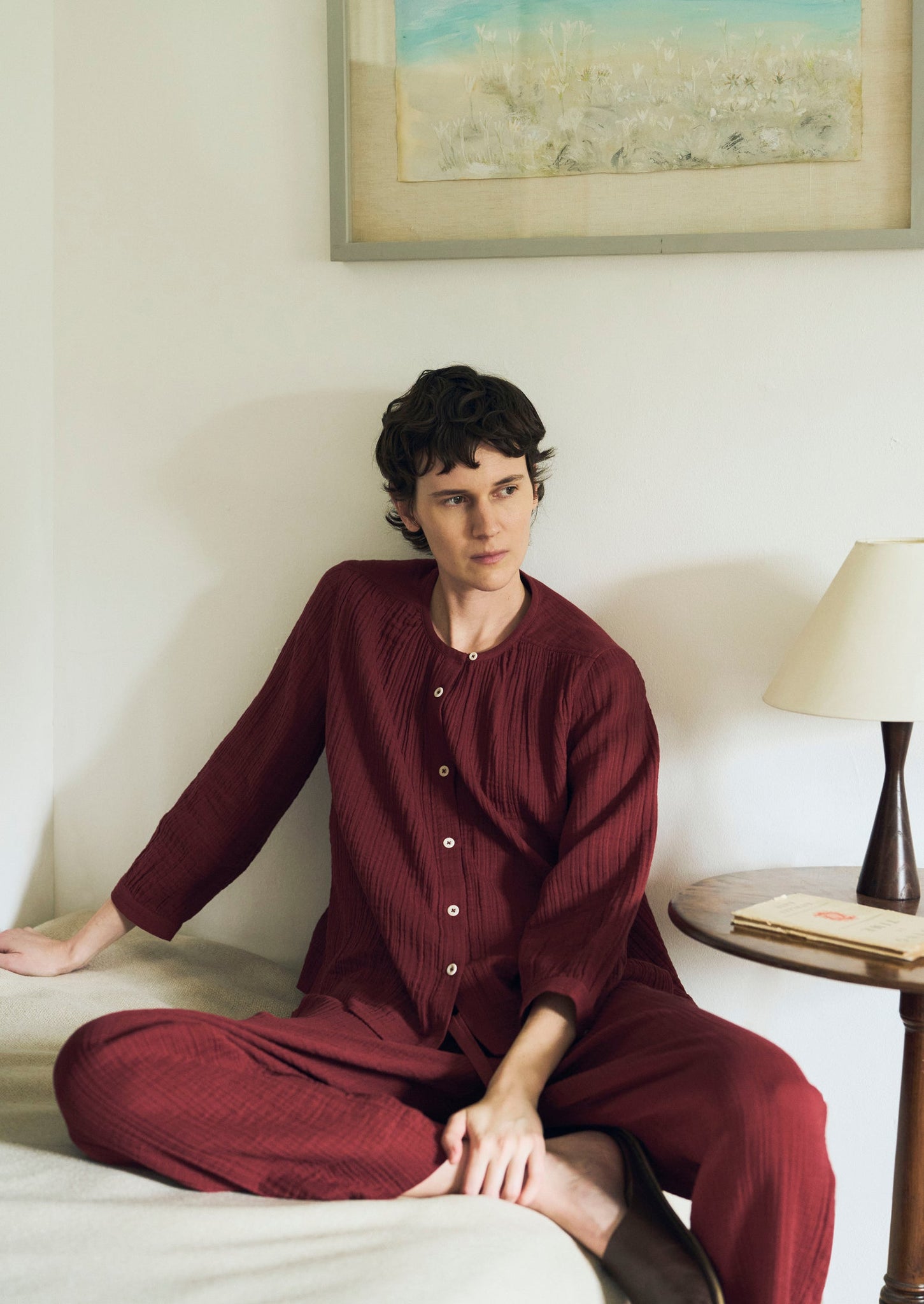 Crinkle Cotton Pajamas | Deep Berry