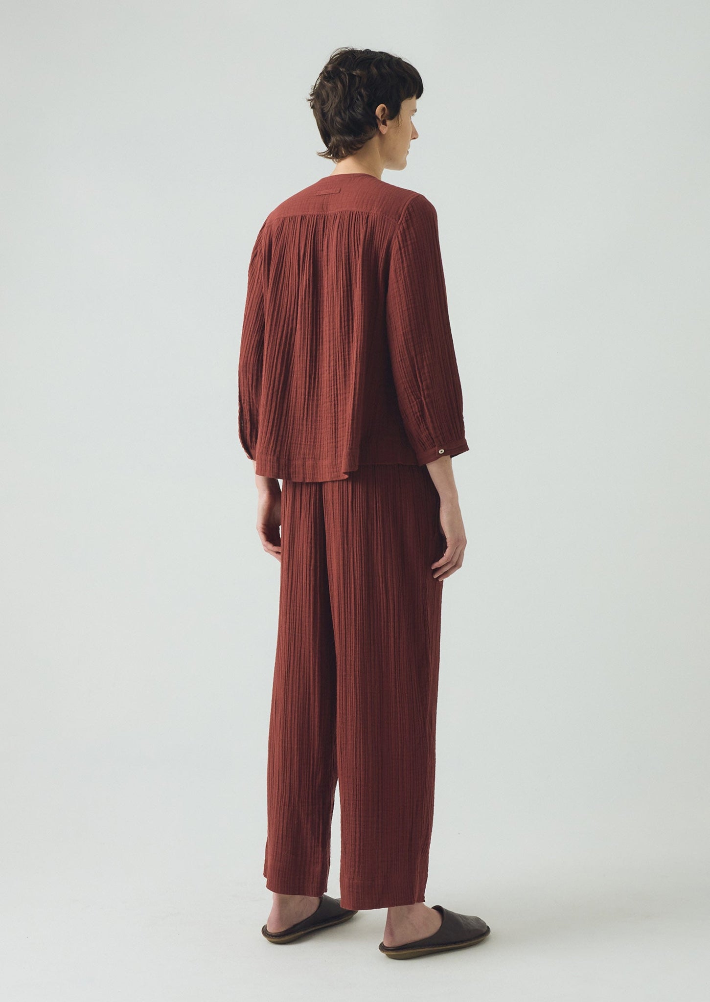 Crinkle Cotton Pajamas | Deep Berry