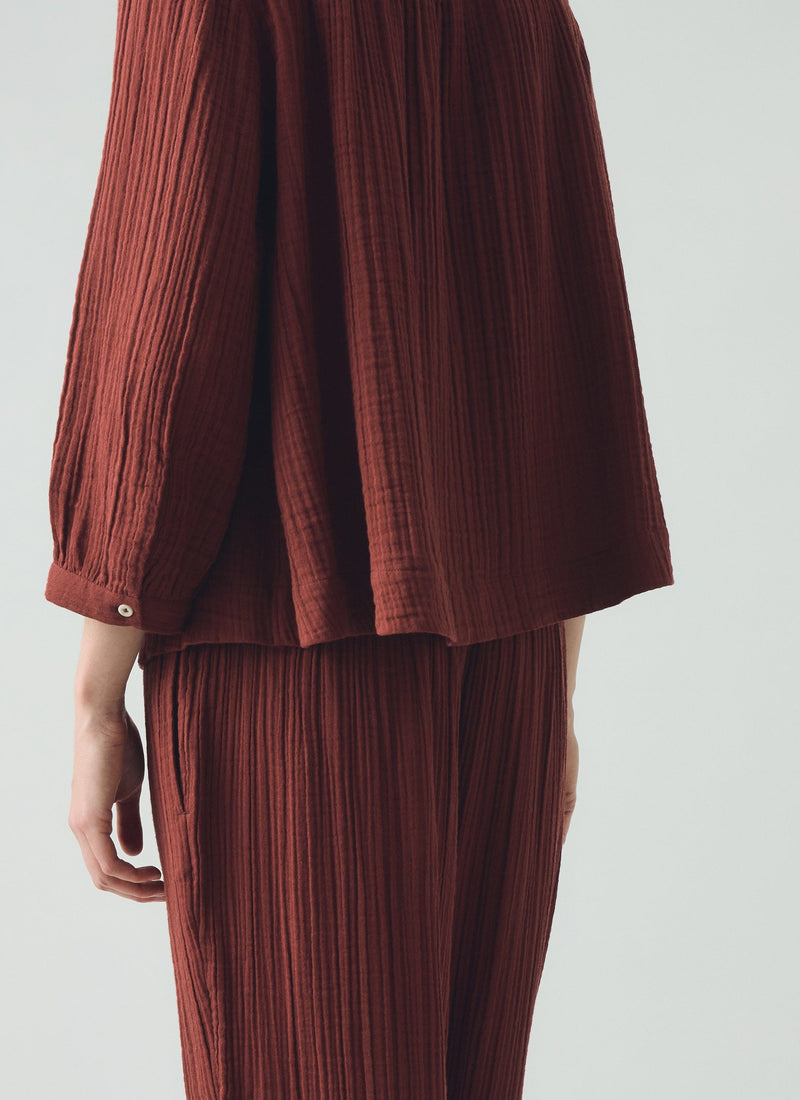 Crinkle Cotton Pajamas | Deep Berry