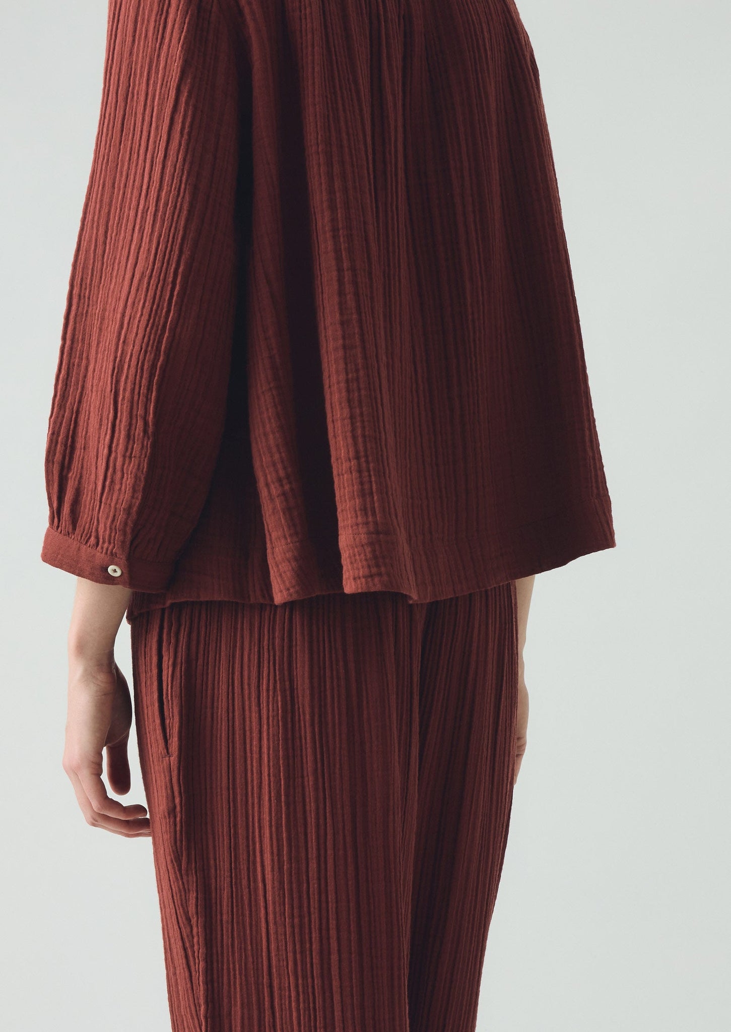 Crinkle Cotton Pajamas | Deep Berry