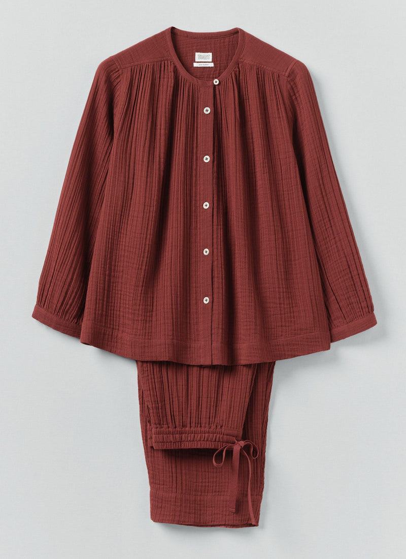 Crinkle Cotton Pajamas | Deep Berry