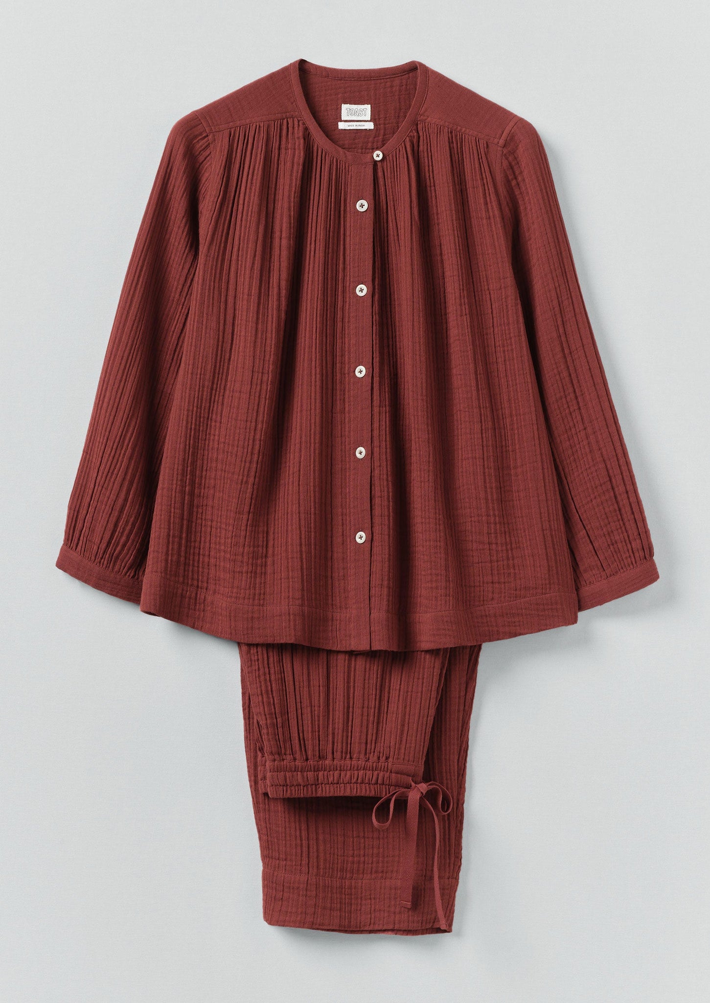 Crinkle Cotton Pajamas | Deep Berry