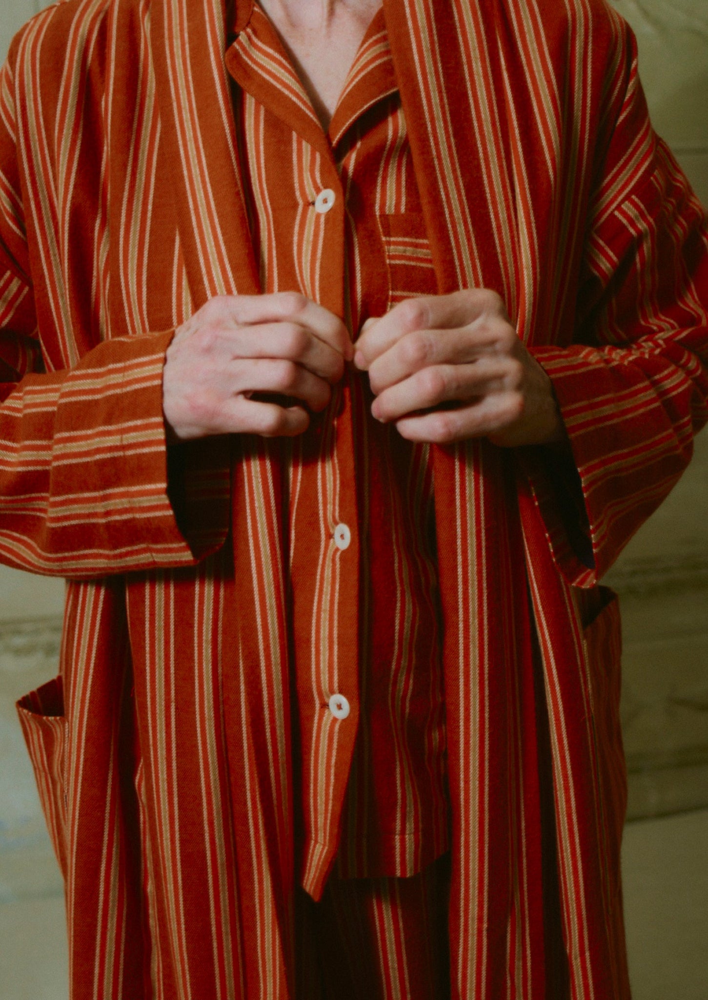 Forte Stripe Flannel Pajamas | Auburn/Nasturtium