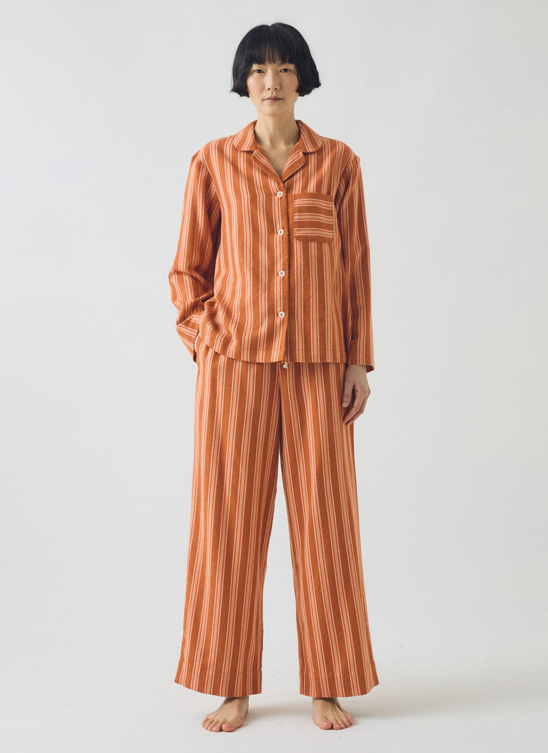 Forte Stripe Flannel Pajamas | Auburn/Nasturtium