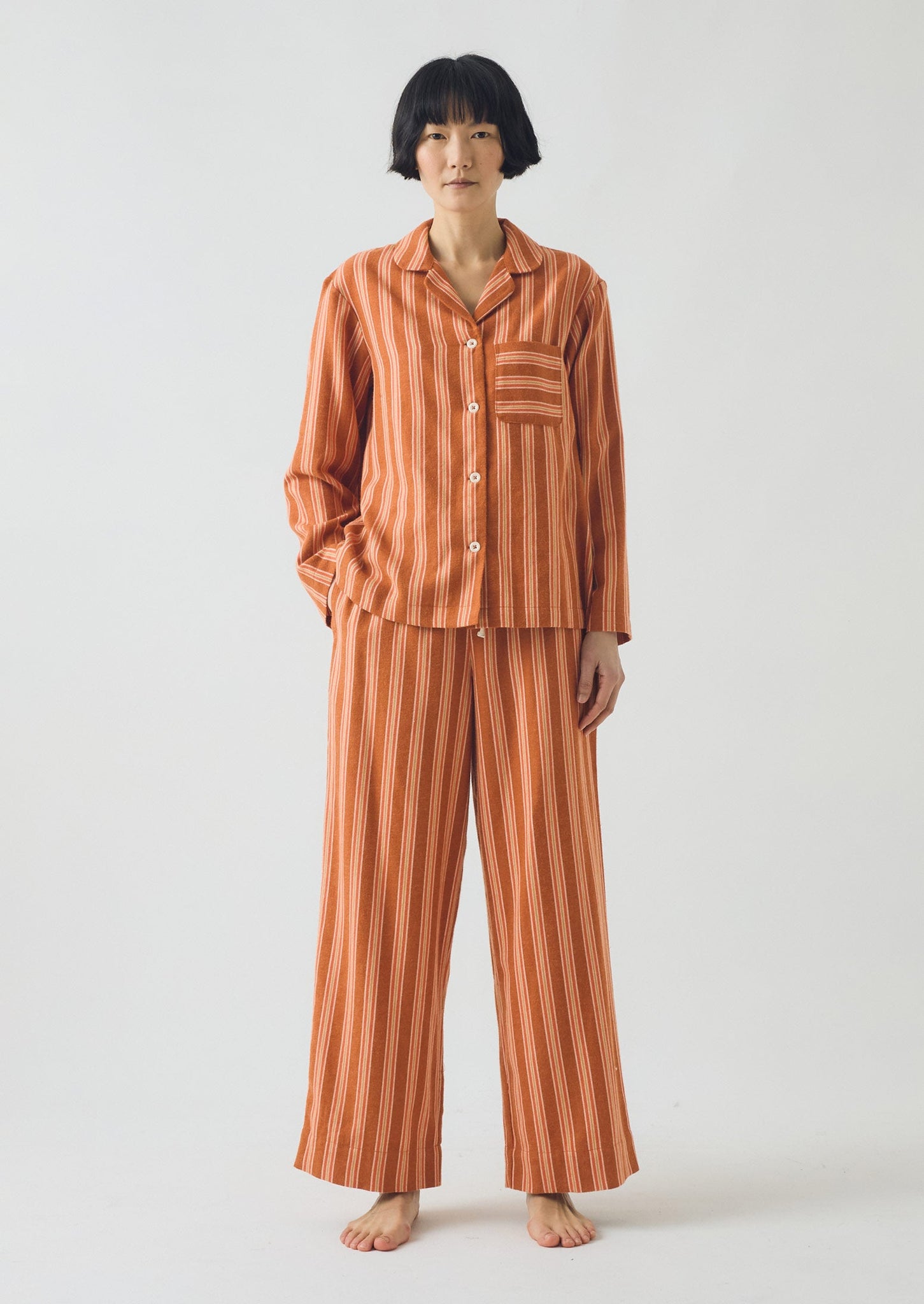 Forte Stripe Flannel Pajamas | Auburn/Nasturtium