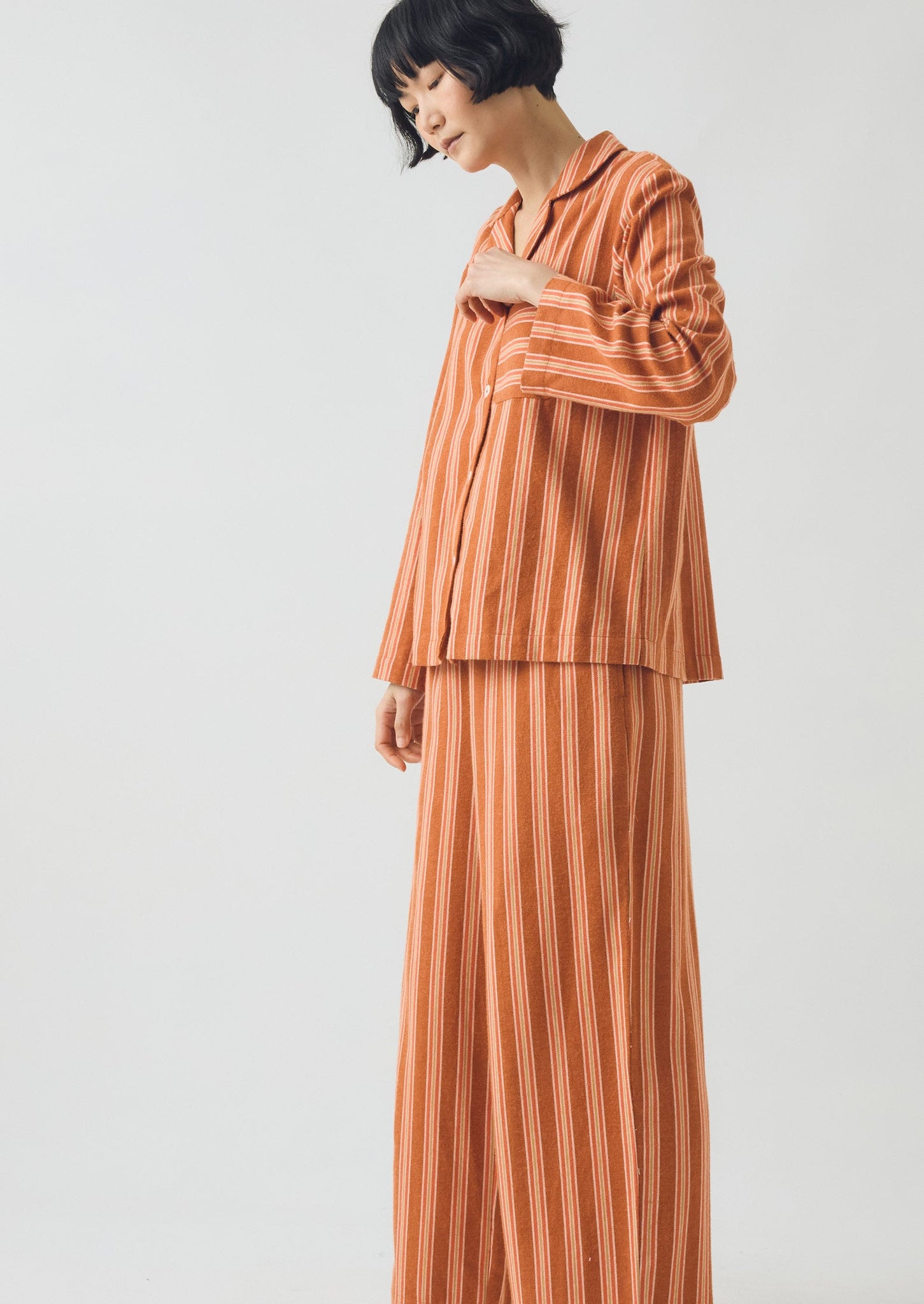 Forte Stripe Flannel Pajamas | Auburn/Nasturtium