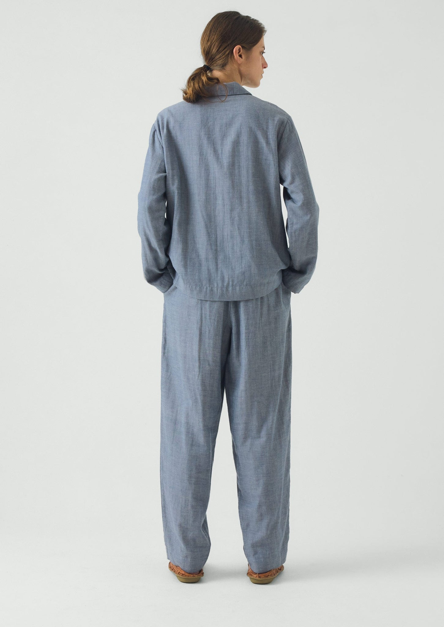 Soft Faced Cotton Pajamas | Blue Chambray