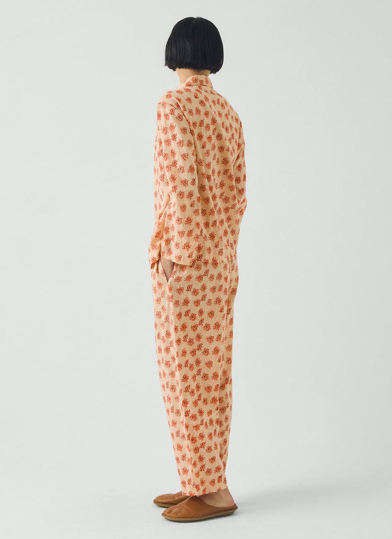Bloom Print Cotton Pajamas | Sand/Multi