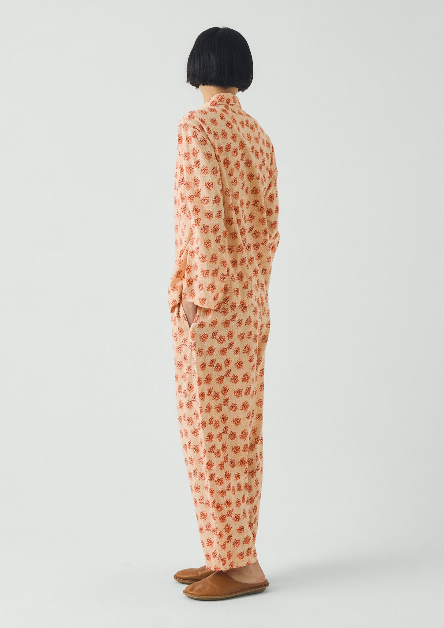Bloom Print Cotton Pajamas | Sand/Multi