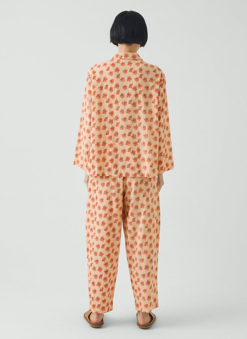 Bloom Print Cotton Pajamas | Sand/Multi